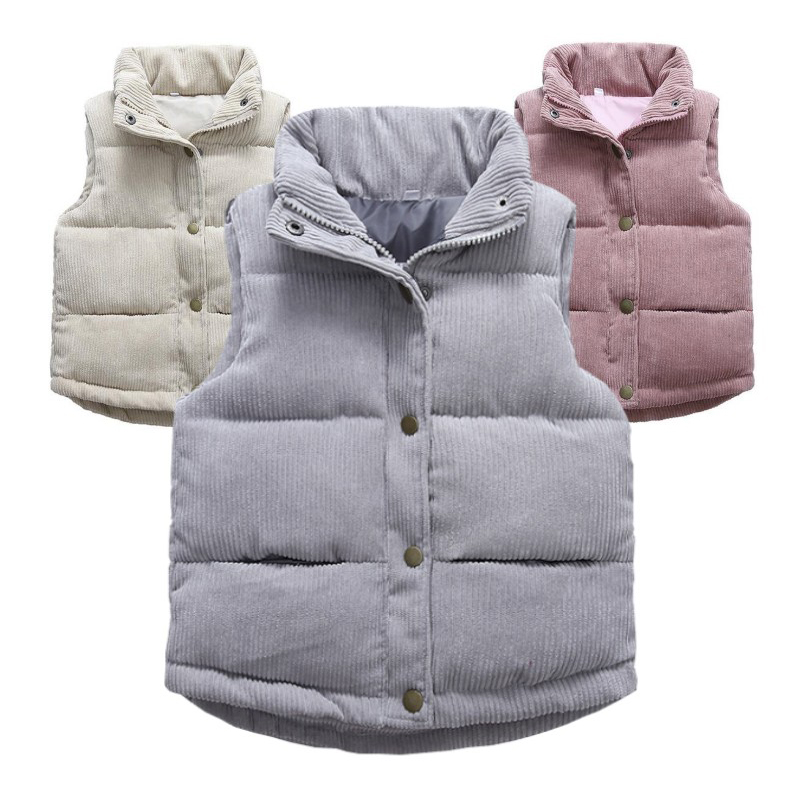 Kids Outdoor Vest - 남아 여아 코듀로이 조끼, 두꺼운 따뜻한