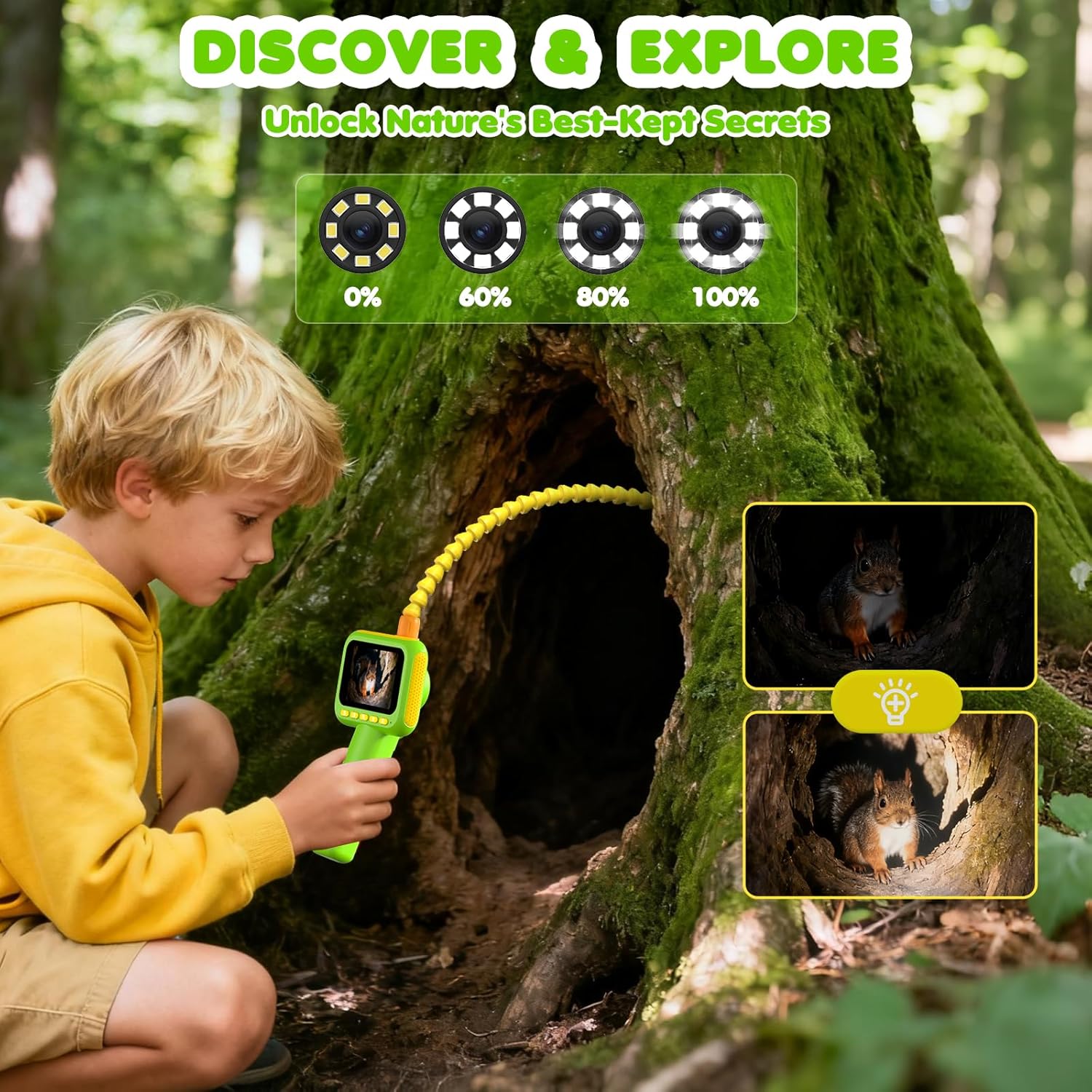 Kids Outdoor Nature Toys - 어린이용 내시경, 조명이 있는 내시경 카메라