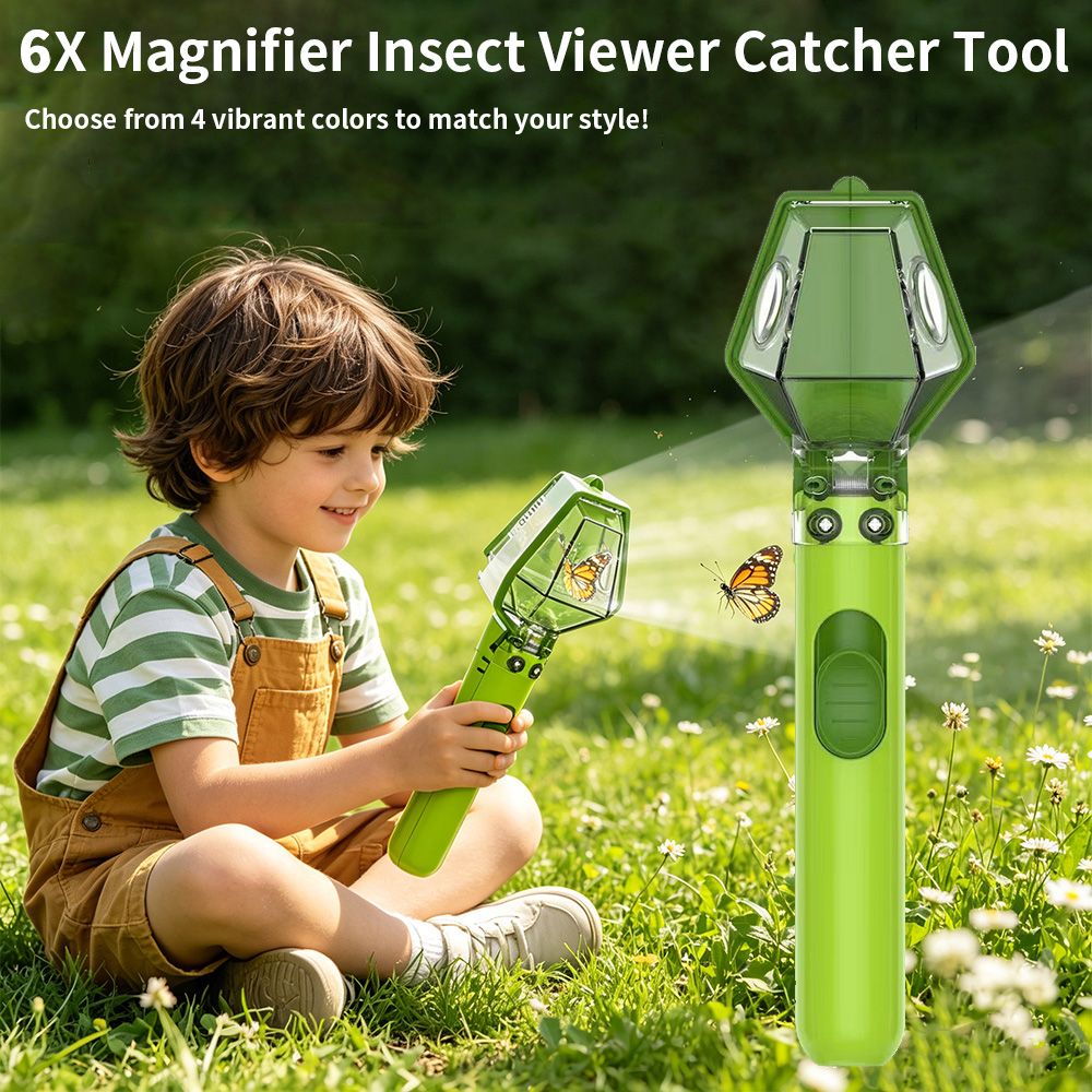 Kids Outdoor Nature Toys - 6배율 돋보기 어린이 곤충 채집기, 선명한