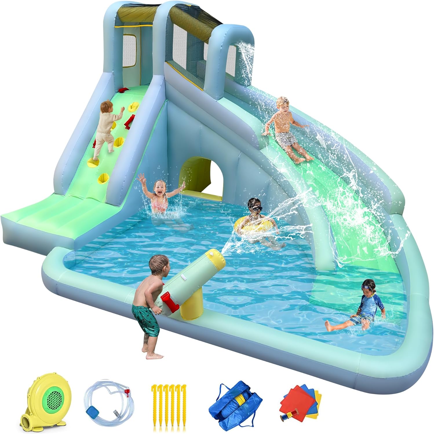 6-in-1 어린이용 에어바운스 워터파크, 550W 송 - Kids Outdoor Park 리뷰 및 가격