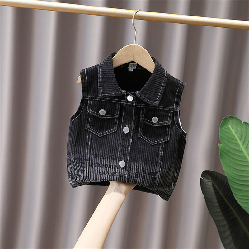 소년 블랙 데님 조끼 봄 가을 스타일 코튼 복장 아동  - Kids Outdoor Vest 리뷰 및 가격