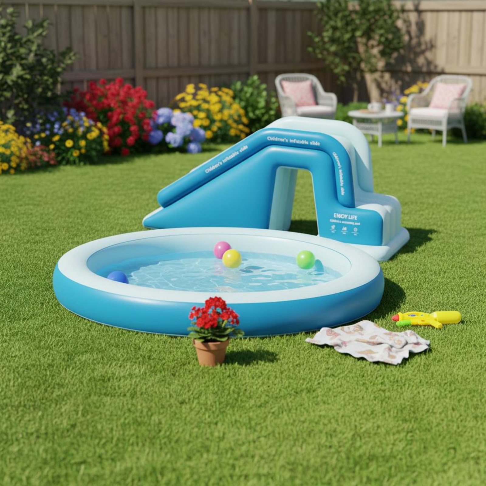 접이식 풍선 워터파크 어린이용 슬라이드 풀 대형 야외  - Kids Outdoor Nature Toys 리뷰 및 가격