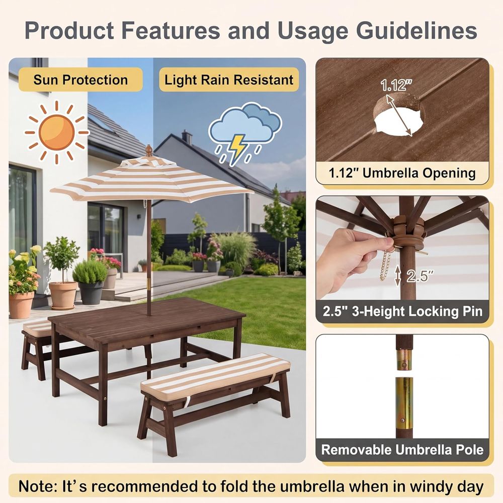 어린이 피크닉 테이블, 대형 42인치 x 23인치 테이 - Kids Outdoor Wooden Table 리뷰 및 가격