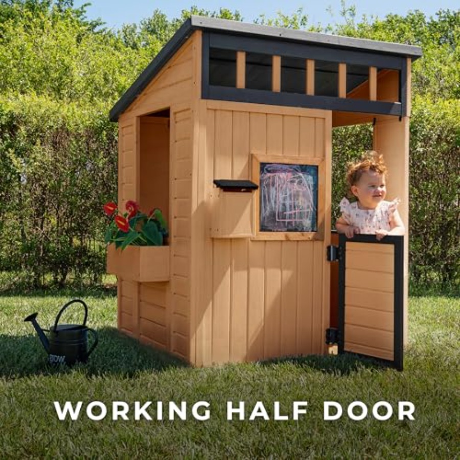 야외 어린이 놀이집: 삼나무, 흰색-회색 색상, 현대적 - Kids Outdoor Chalkboard 리뷰 및 가격