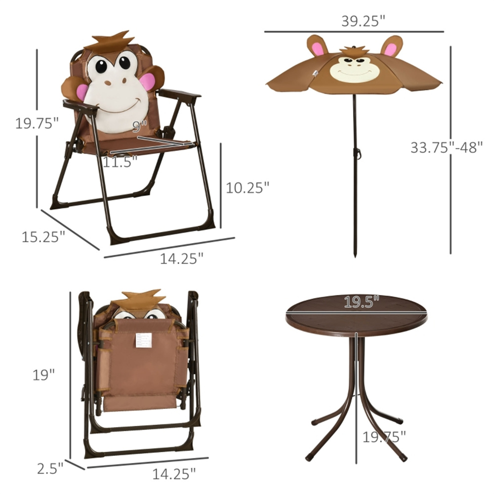 귀여운 원숭이 모양 어린이용 파티오 테이블 의자 세트, - Kids Outdoor Umbrella Chair 리뷰 및 가격