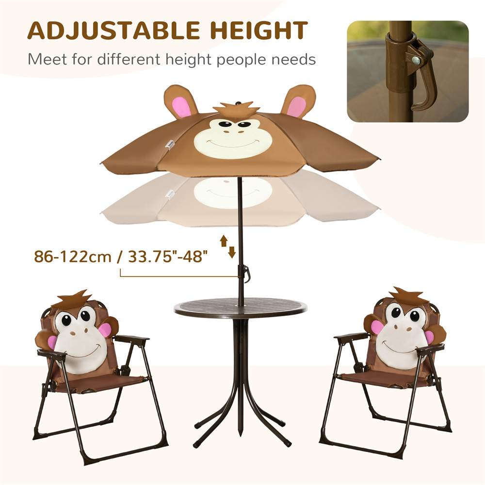 귀여운 원숭이 모양 어린이용 파티오 테이블 의자 세트, - Kids Outdoor Umbrella Chair 리뷰 및 가격