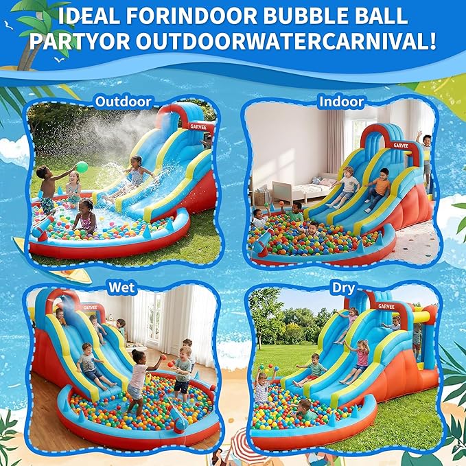 올시즌 8-in-1 풍선형 워터파크 – 더블 슬라이드, - Kids Outdoor Park 리뷰 및 가격