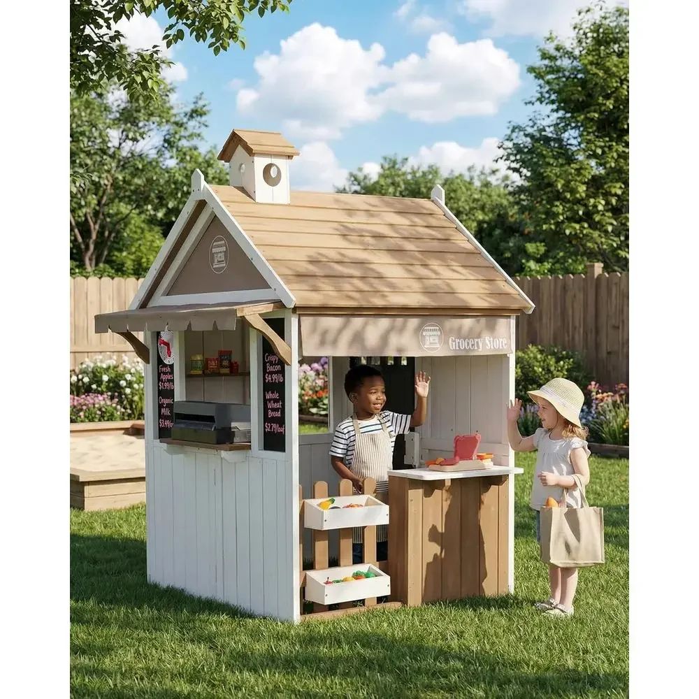 2-in-1 어린이 야외 놀이집, CeWooden 식료 - Kids Outdoor Chalkboard 리뷰 및 가격