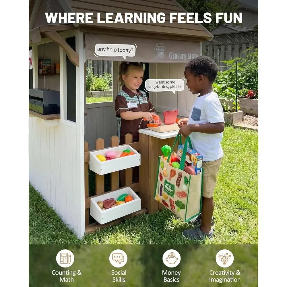 2-in-1 어린이 야외 놀이집, CeWooden 식료 - Kids Outdoor Chalkboard 리뷰 및 가격