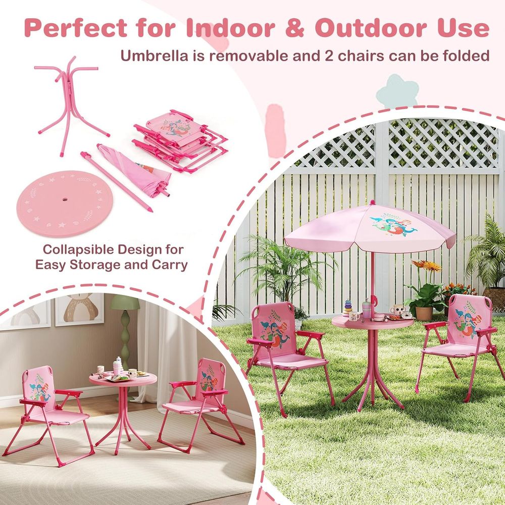 어린이 피크닉 테이블, 접이식 의자 2개가 있는 어린이 - Kids Outdoor Umbrella Chair 리뷰 및 가격