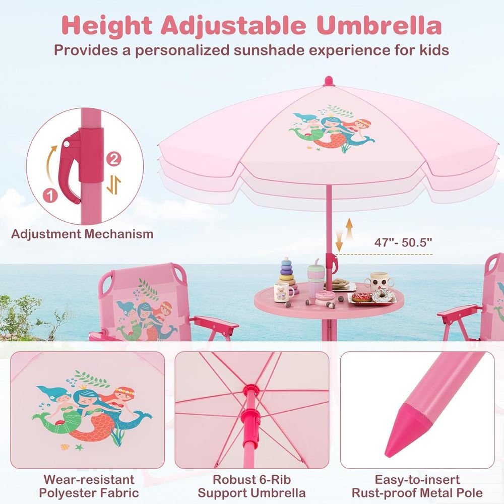 어린이 피크닉 테이블, 접이식 의자 2개가 있는 어린이 - Kids Outdoor Umbrella Chair 리뷰 및 가격