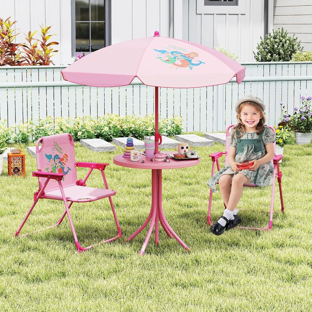 어린이 피크닉 테이블, 접이식 의자 2개가 있는 어린이 - Kids Outdoor Umbrella Chair 리뷰 및 가격