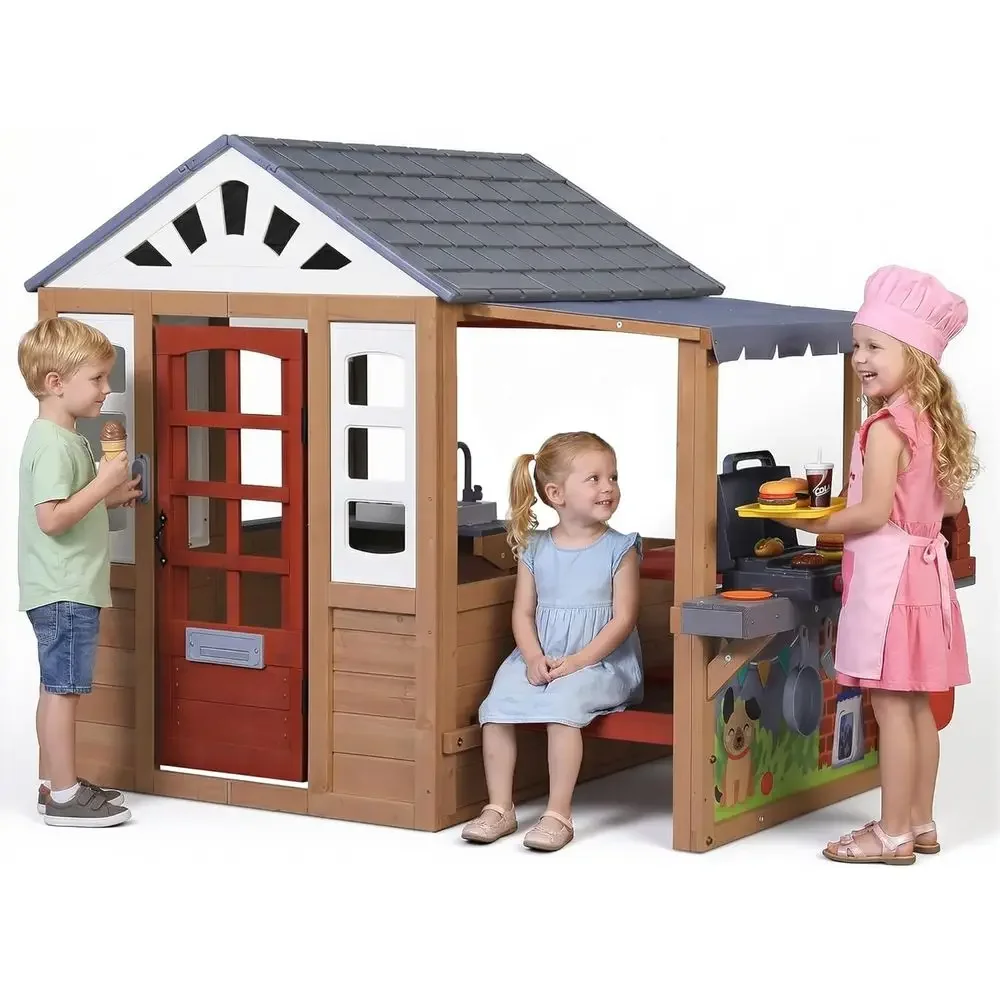 어린이 야외용 나무 놀이집, CeWooden 플레이 하 - Kids Outdoor Wooden Table 리뷰 및 가격