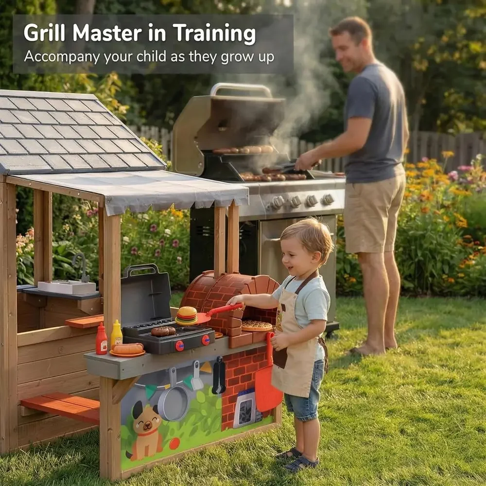 어린이 야외용 나무 놀이집, CeWooden 플레이 하 - Kids Outdoor Wooden Table 리뷰 및 가격