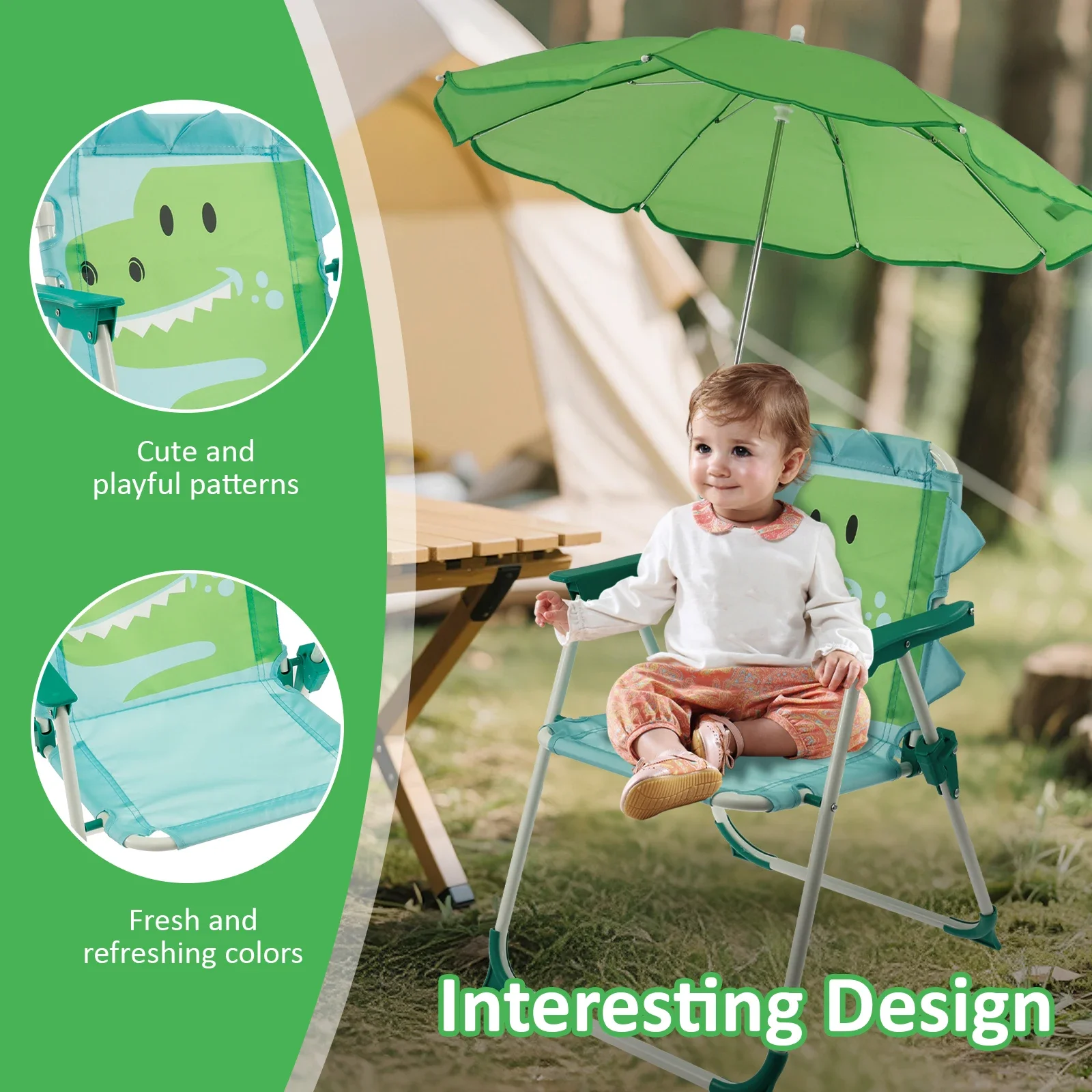 어린이용 접이식 비치 의자, 햇빛 가리개 포함, 야외용 - Kids Outdoor Umbrella Chair 리뷰 및 가격