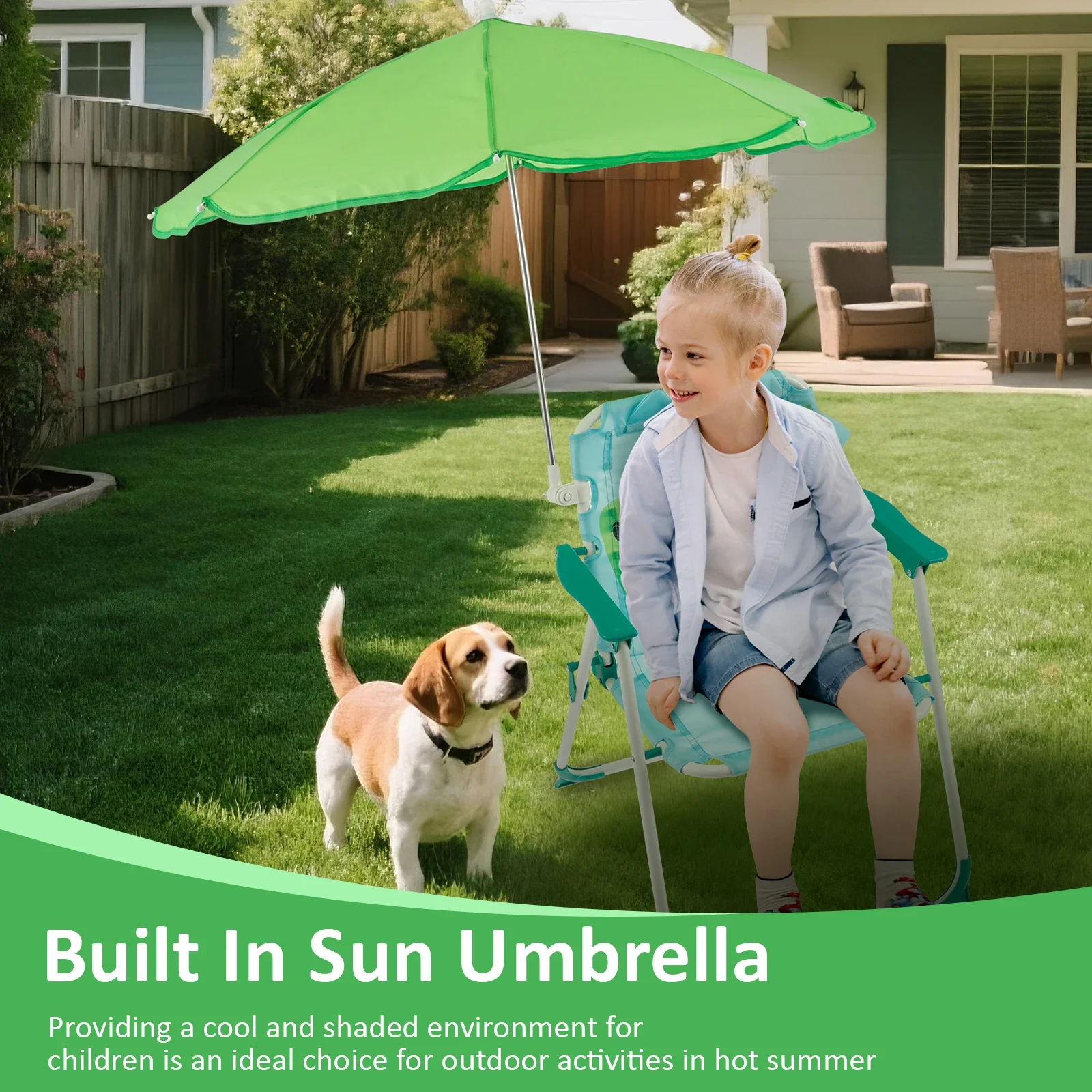 어린이용 접이식 비치 의자, 햇빛 가리개 포함, 야외용 - Kids Outdoor Umbrella Chair 리뷰 및 가격