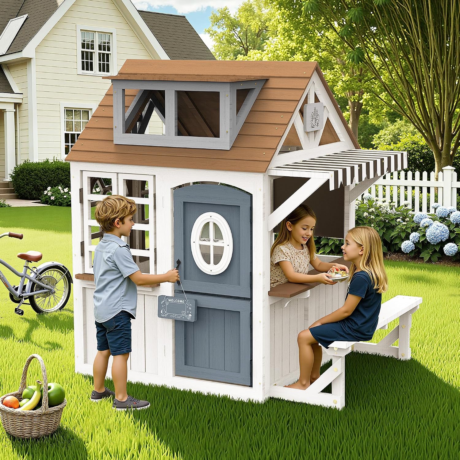 알보트 키즈 야외용 원목 놀이집 (주방 세트 포함) | - Kids Outdoor Wooden Playhouse 리뷰 및 가격