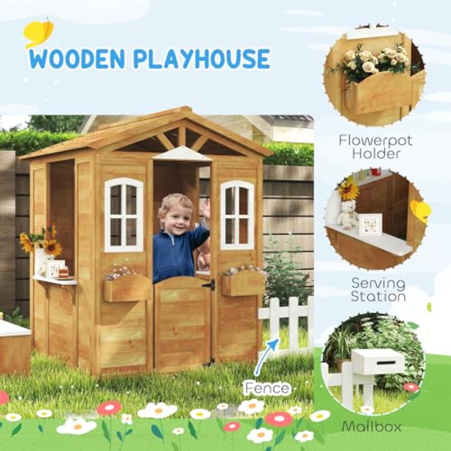 3~6세 어린이를 위한 야외 놀이집, 작동하는 문과 창 - Kids Outdoor Nature Play 리뷰 및 가격
