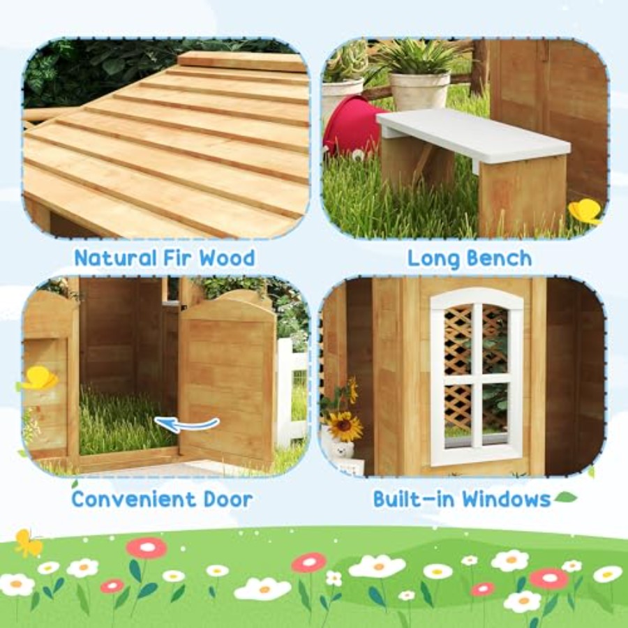 3~6세 어린이를 위한 야외 놀이집, 작동하는 문과 창 - Kids Outdoor Nature Play 리뷰 및 가격